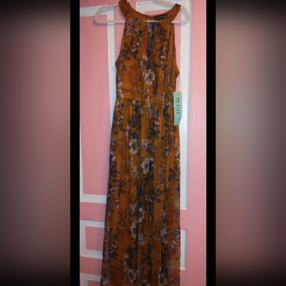 Candie's Brown and Blue Halter Maxi Dress